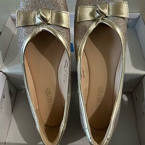Dream Pairs Gold Sparkle Bow Loafers